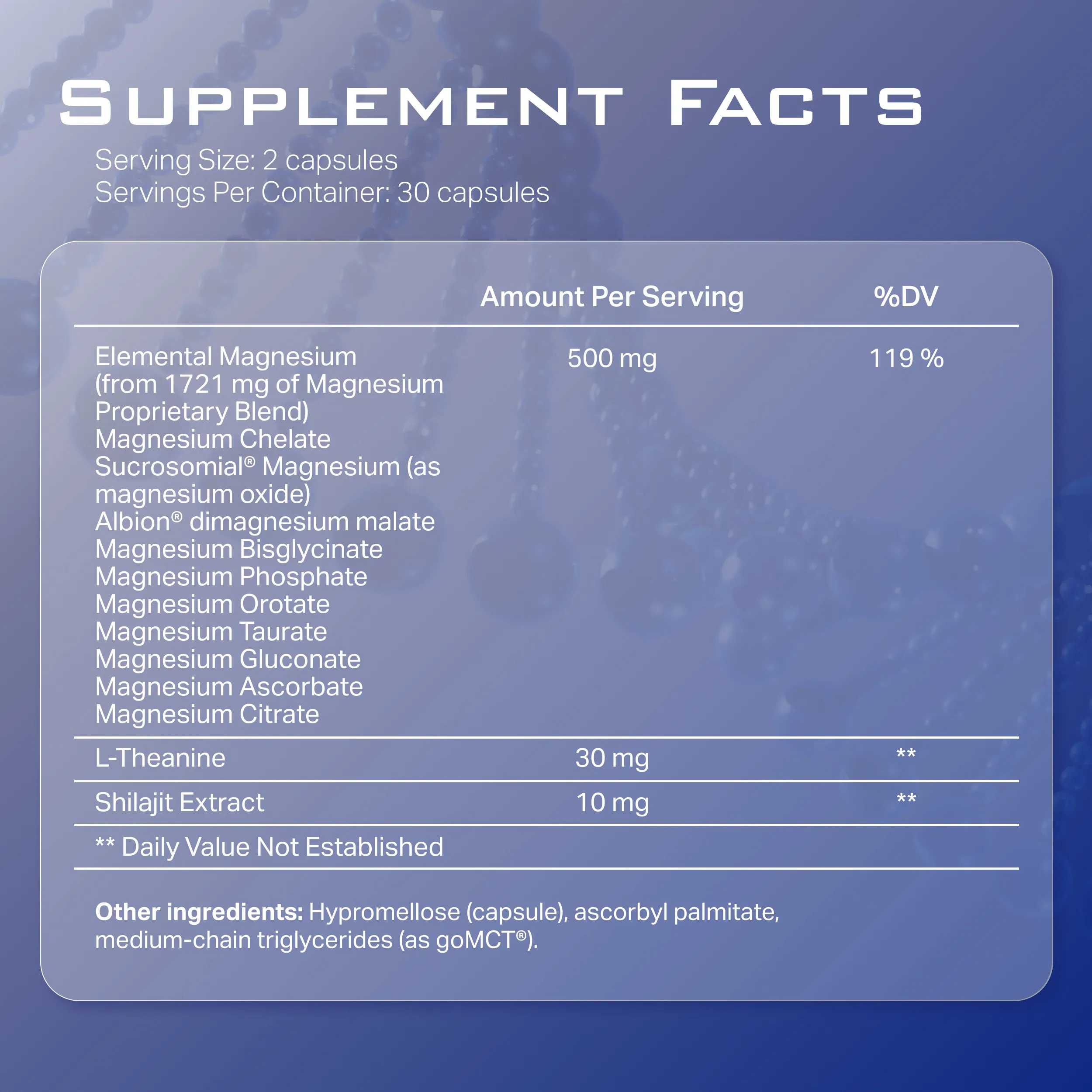 Mag X Complete supplement facts
